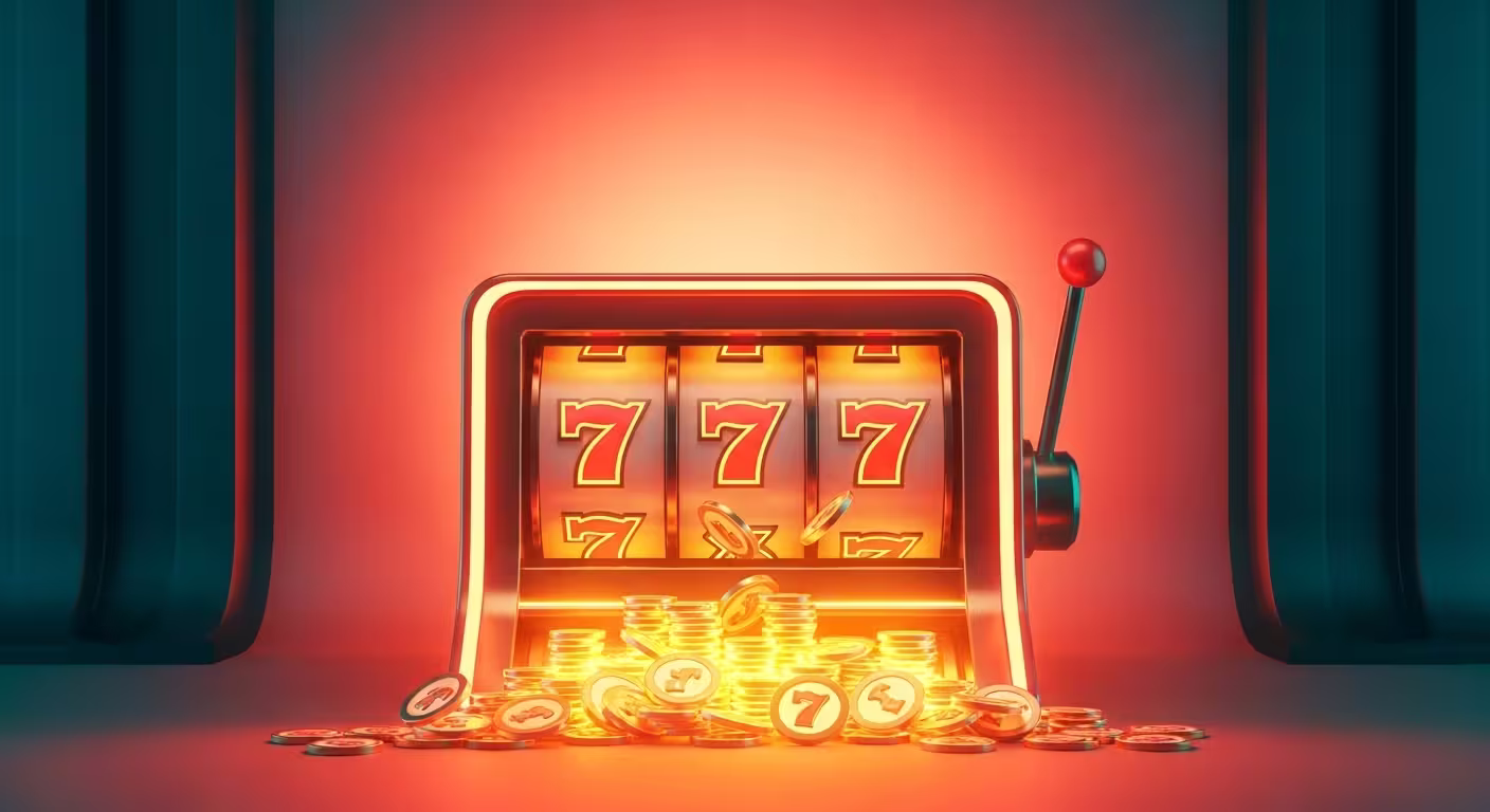 Willkommensbonus mit gestapelten Münzen und bunten Gaming-Symbolen